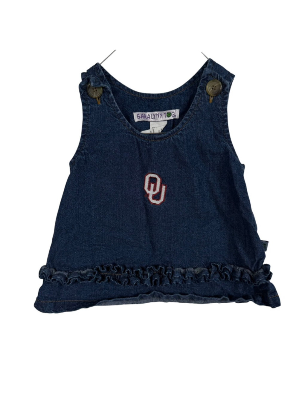 Oklahoma Sooners Dress Blue Denim Sara Lynn Togs Football NCAA Girls 6-9 Months